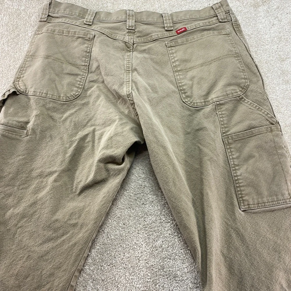 Wrangler Carpenter Pants Mens 38x34 Khaki Tan Stretch Utility Workwear‎ Pockets